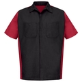 Workwear Outfitters Men's Short Sleeve Two-Tone Crew Shirt Black/Red, 3XL SY20BR-SS-3XL